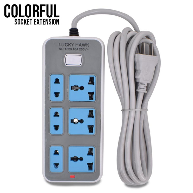 Colorful Universal socket 6-Slot Heavy Duty Power Electric Extension Cord Power Strip With Surge Electric Safety Switch Protection socket