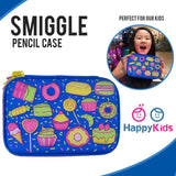 Happy Kids Cute Design Dual Zip Hard Case Pencil Case Stationary Hard Case for Boys Girls