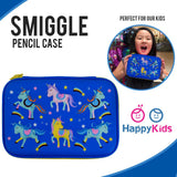 Happy Kids Cute Design Dual Zip Hard Case Pencil Case Stationary Hard Case for Boys Girls