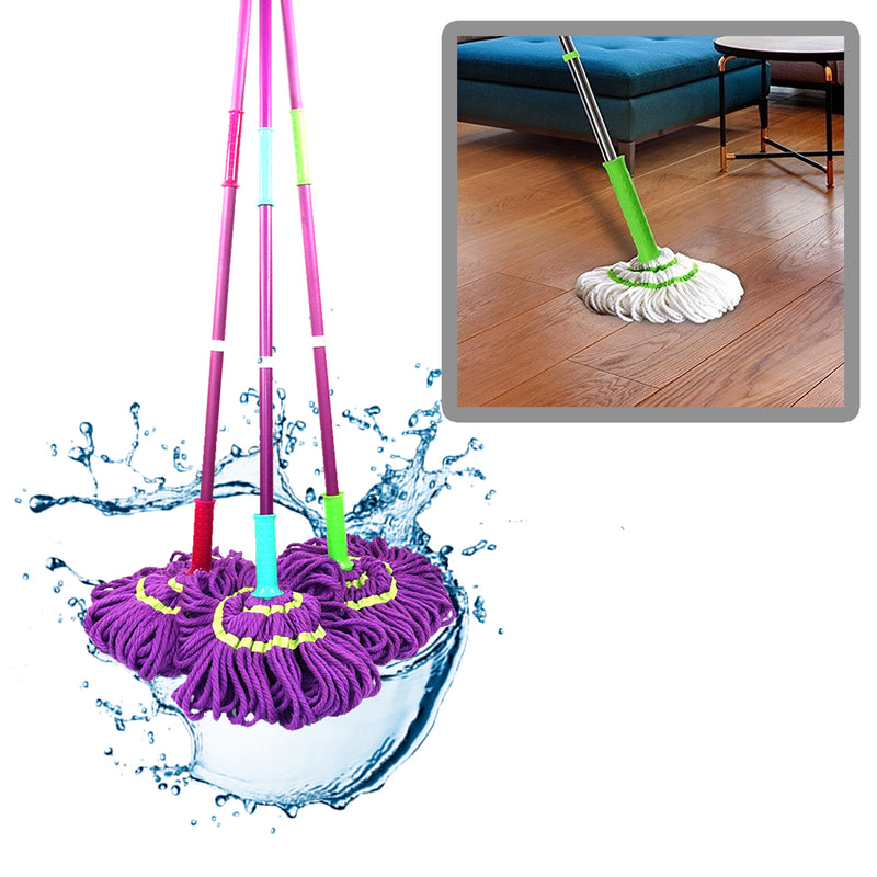 (COLOR MAY VARY) Twist Microfiber Mop - Ideal for All Sort of Floors - Wooden Floor - Tiles - Matte Finish Floor Tiles