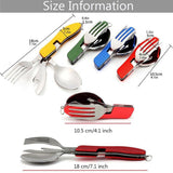 4 in 1 Survival Spoon and fork plus knife and bottle opener Stainless steel Outdoor and travel kit