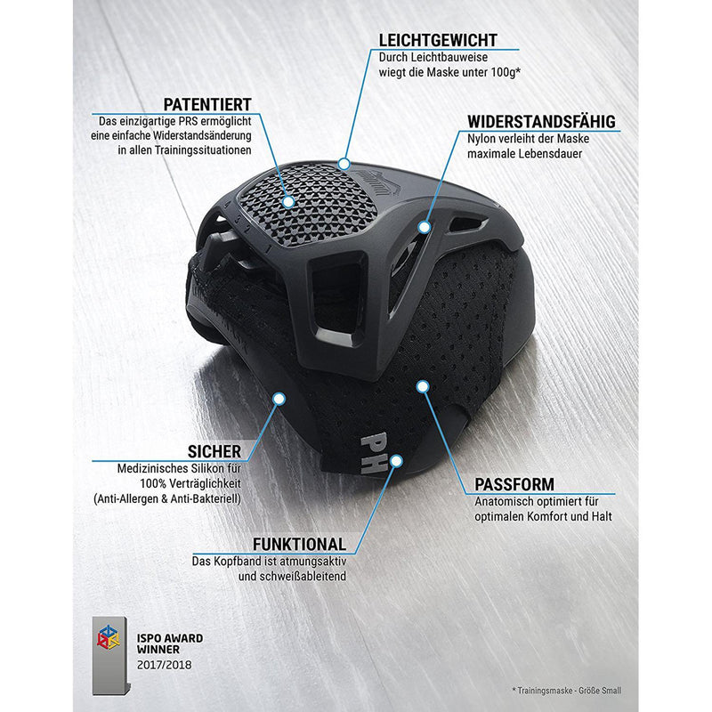 Training Mask Breathing Resistance Elevation Cardio & Endurance Mask For Fitness Training Medium 155 lbs - 220 lbs