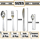 Happy Tree Silverware Set 24 Pieces Cutlery Set, Stainless Steel Dinnerware Set,Service For 6 Heavy-Duty Utensils Tableware Set, Knife, Fork,Teaspoon and Spoon Set with Color Gold Box