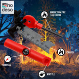 Hodeso Survival Magnesium Plastic Fire Starter with Emergency Whistle and Compass