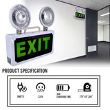 Happy Tree Automatic LED Emergency Lights Green Exit Sign & Emergency Light Combo