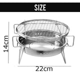 Happytree Bipod Stainless Steel Mini Grill Barbecue Charcoal Round BBQ Grill,Foldable Portable Cooking Outdoor Camping Burner for Home Patio Stove Family Party