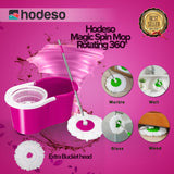 Hodeso Magic Spin Mop W/Bucket 1 Heads Rotating 360°