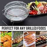 Happytree Bipod Stainless Steel Mini Grill Barbecue Charcoal Round BBQ Grill,Foldable Portable Cooking Outdoor Camping Burner for Home Patio Stove Family Party