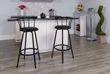 Hodeso Furniture Revolving Bar Stool Crown Back Black Metal Bar stool with Black Synthetic leather Swivel Seat