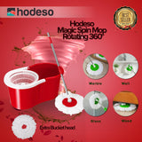 Hodeso Magic Spin Mop W/Bucket 1 Heads Rotating 360°