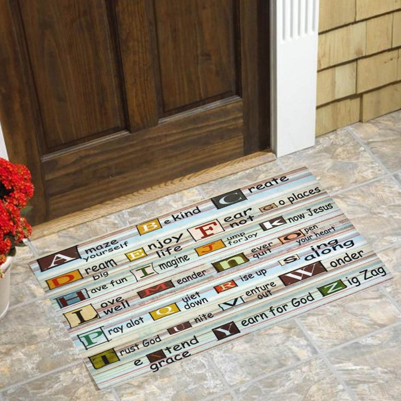 Anti Slip Non Skid 3D Rubber Bathroom Bedroom Kitchen Garden Door Mat Alphabet (Multicolor)
