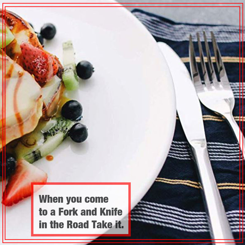 Happy Tree Silverware Set 24 Pieces Cutlery Set, Stainless Steel Dinnerware Set,Service For 6 Heavy-Duty Utensils Tableware Set, Knife, Fork,Teaspoon and Spoon Set with Color Gold Box