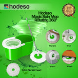 Hodeso Magic Spin Mop W/Bucket 1 Heads Rotating 360°