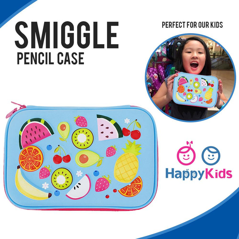 Happy Kids Cute Design Dual Zip Hard Case Pencil Case Stationary Hard Case for Boys Girls