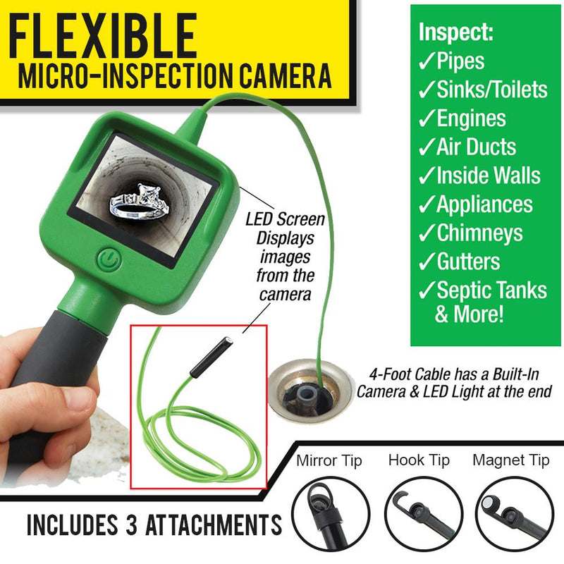 Hodeso Micro Inspection Camera Eagle Eye Flexisible Camera Borescope by BulbHead Water Proof Micro Inspection Camera Includes 3 Tips