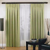 Elysian Luxury Urban Pinch Pleat Curtains Two Panel Jacquard Blockout Fabric (Sage)