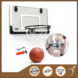 Dunk Pro 18 inch x 12 inch Backboard Pro-Style Hoop with Break-Away Rim Mini Basketball Ring Hoop With Ball