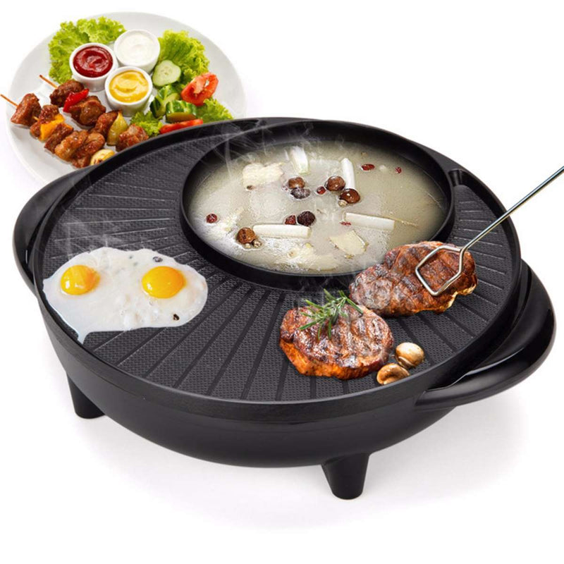 Korean 2 in 1 BBQ Grill & Steamboat Hot Pot Shabu Roast Fry Pan