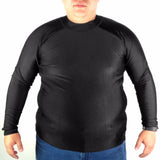 XXXXL Thermal Compression Rash Guard Long Sleeve Top for Big Fat Men (Black)